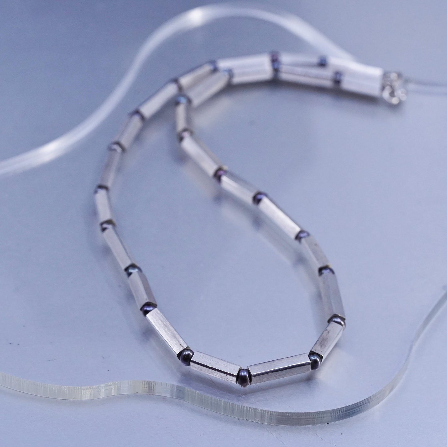 16" 4mm, vintage Sterling 925 silver handmade bold tube chain necklace