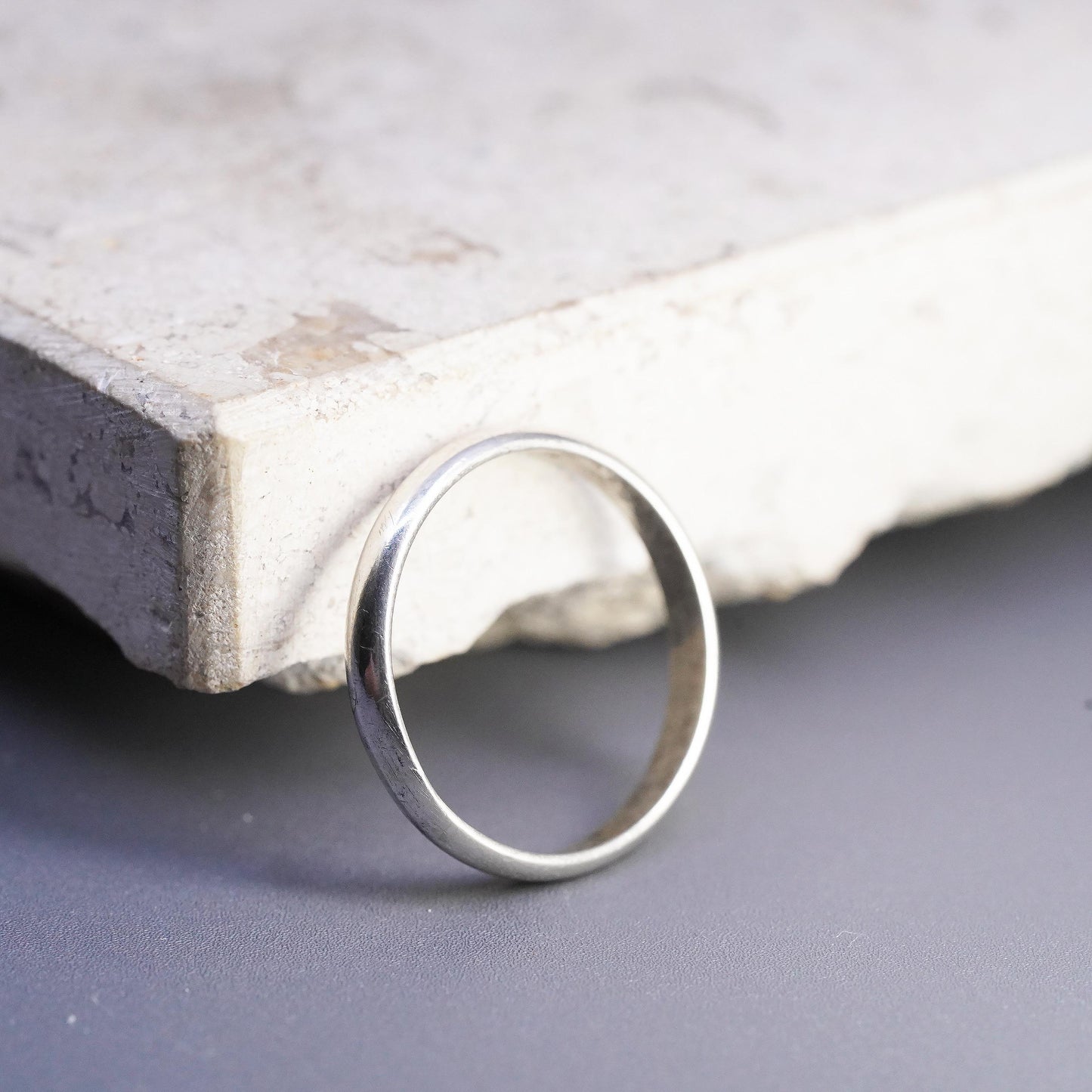 Size 6, vintage Sterling silver handmade ring, 925 wedding band