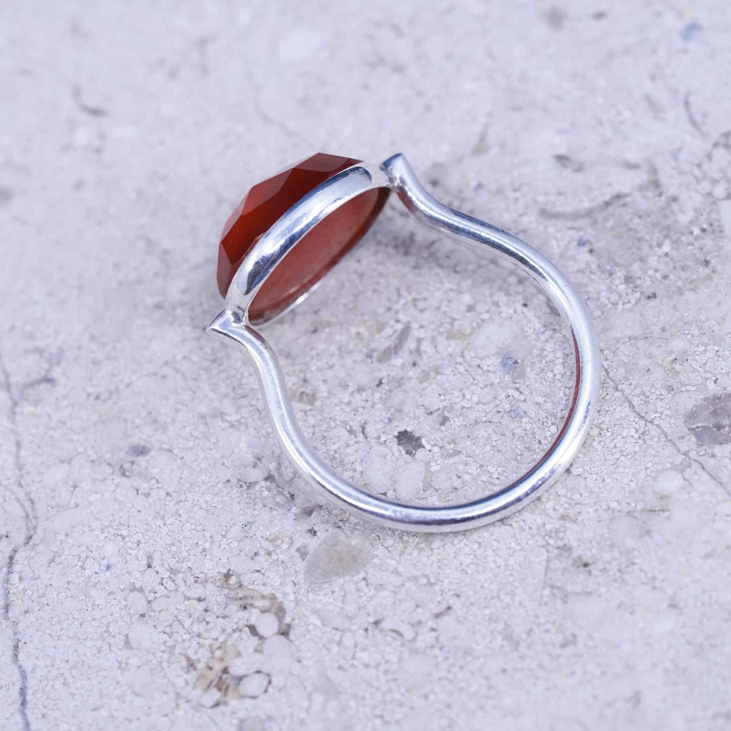 Size 5, vintage Sterling Silver 925 Red Carnelian handmade Ring