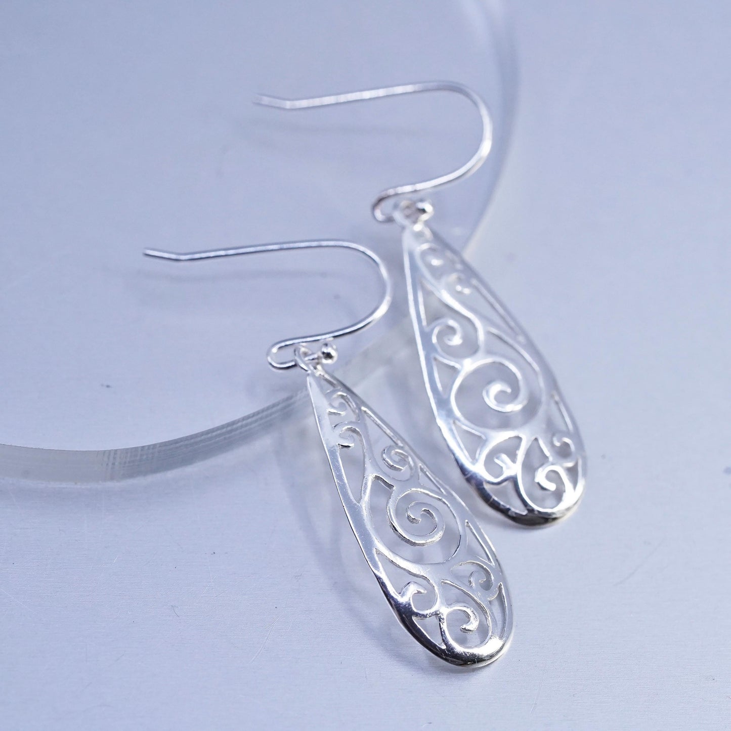 Vintage Sterling 925 silver handmade swirly earrings