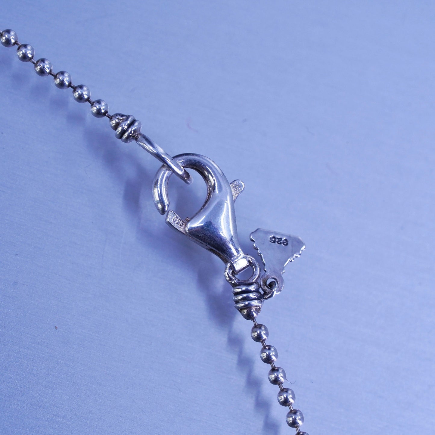 16+2” 1mm, vintage italy Sterling 925 silver bead chain necklace