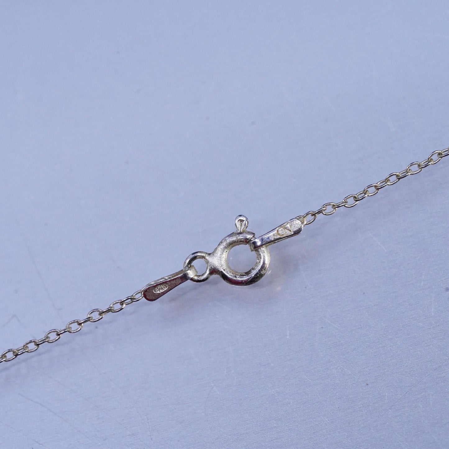 16", vintage Sterling 925 silver handmade circle necklace with agate pendant