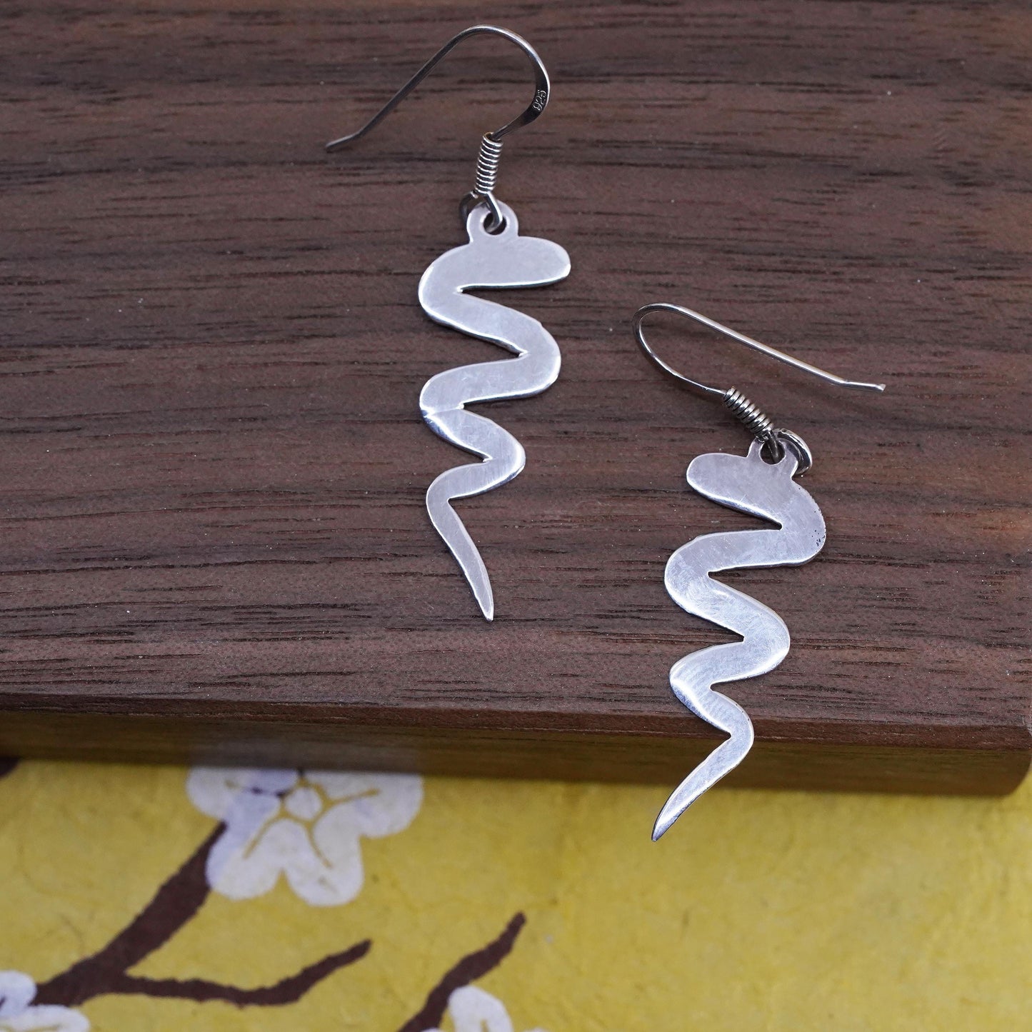 Vintage Mexican Sterling silver handmade earrings, 925 tornado drops