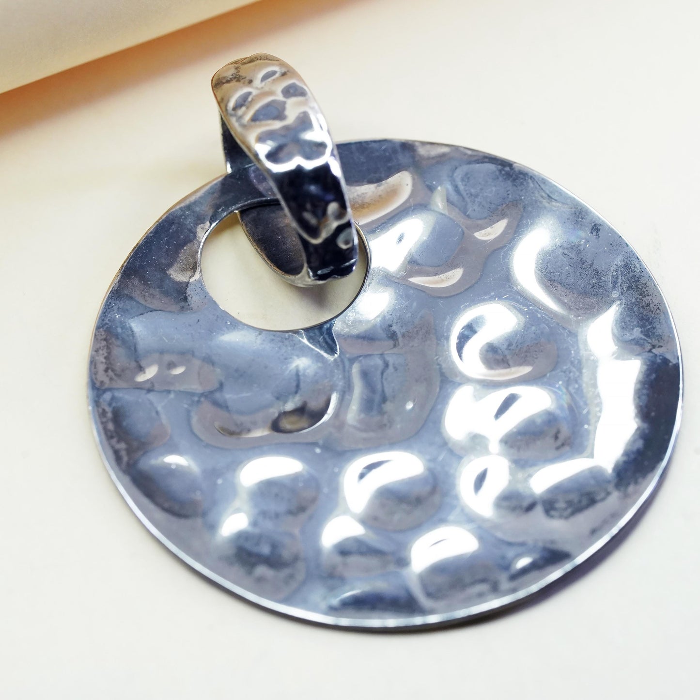 Vintage Silpada sterling 925 silver handmade hammered circle pendant