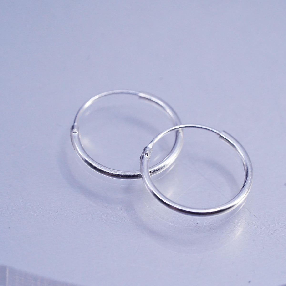 0.5”, vintage Sterling silver handmade earrings, 925 hoops