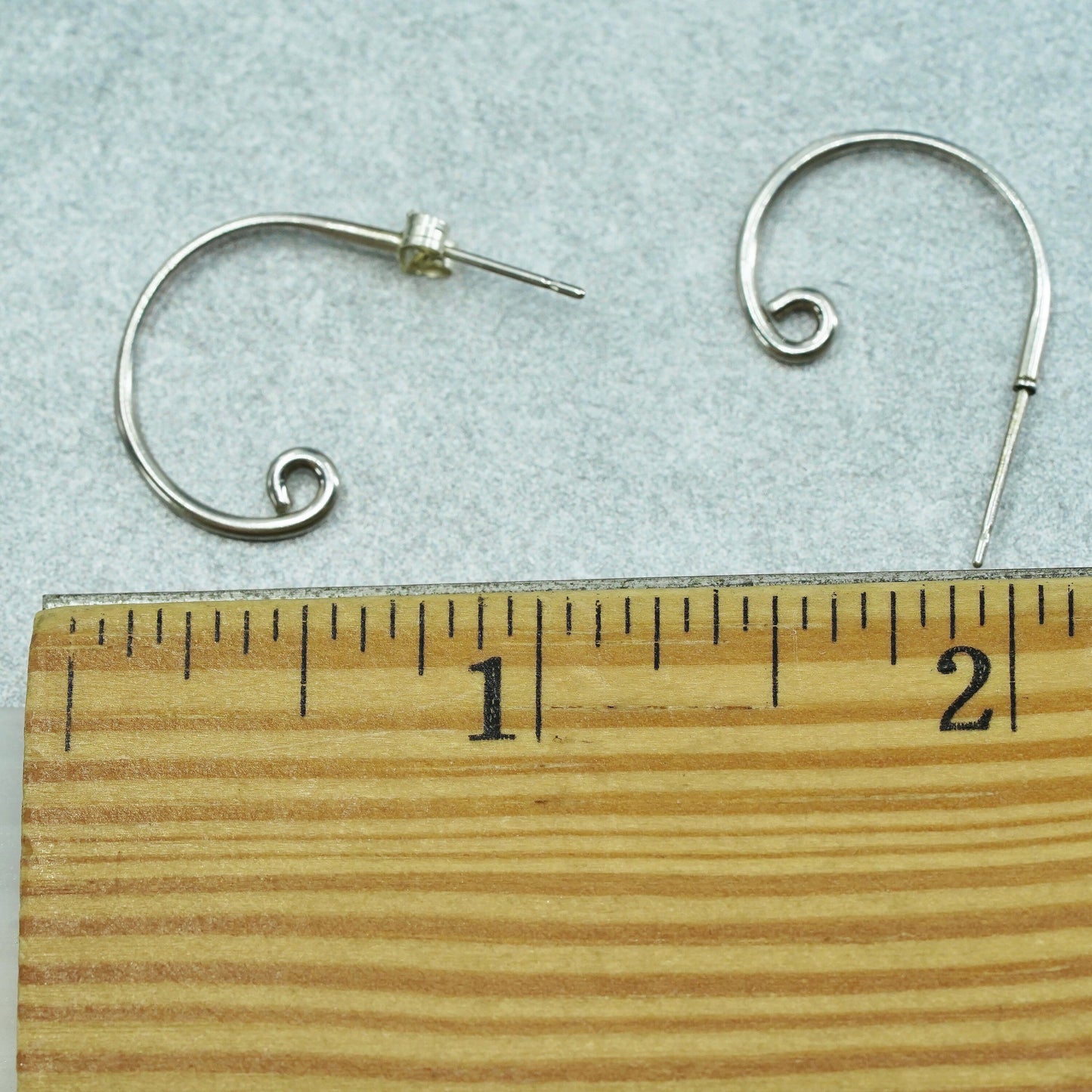 0.75”, vintage Sterling silver handmade earrings, modern 925 huggie studs