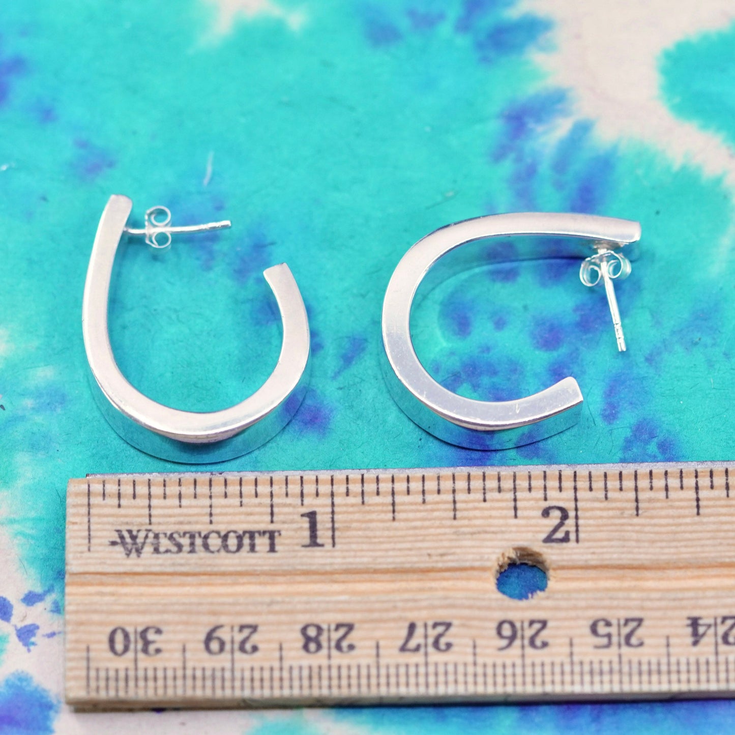 0.75”, vintage Sterling silver handmade hoop earrings, 925 huggie studs