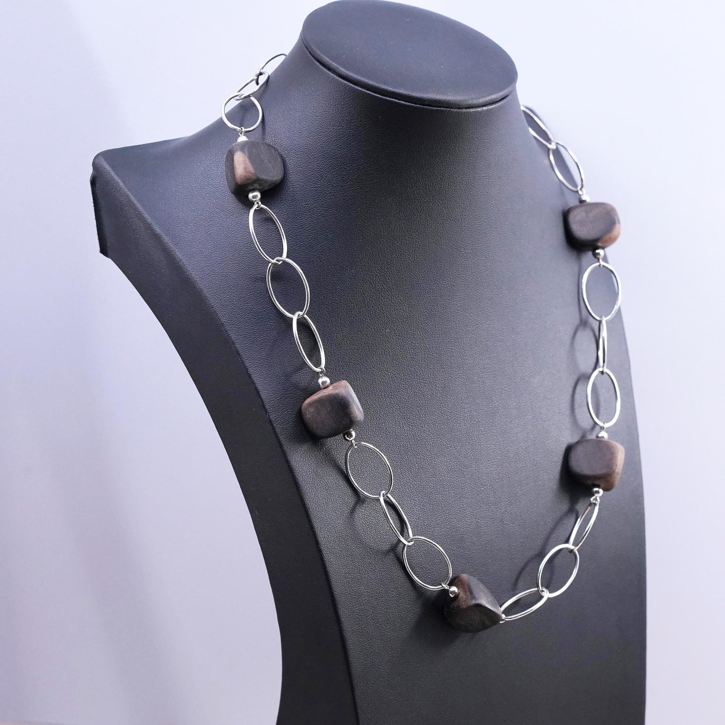 20”, Retured Silpada sterling silver wood #N1359 #W1364 necklace earrings set