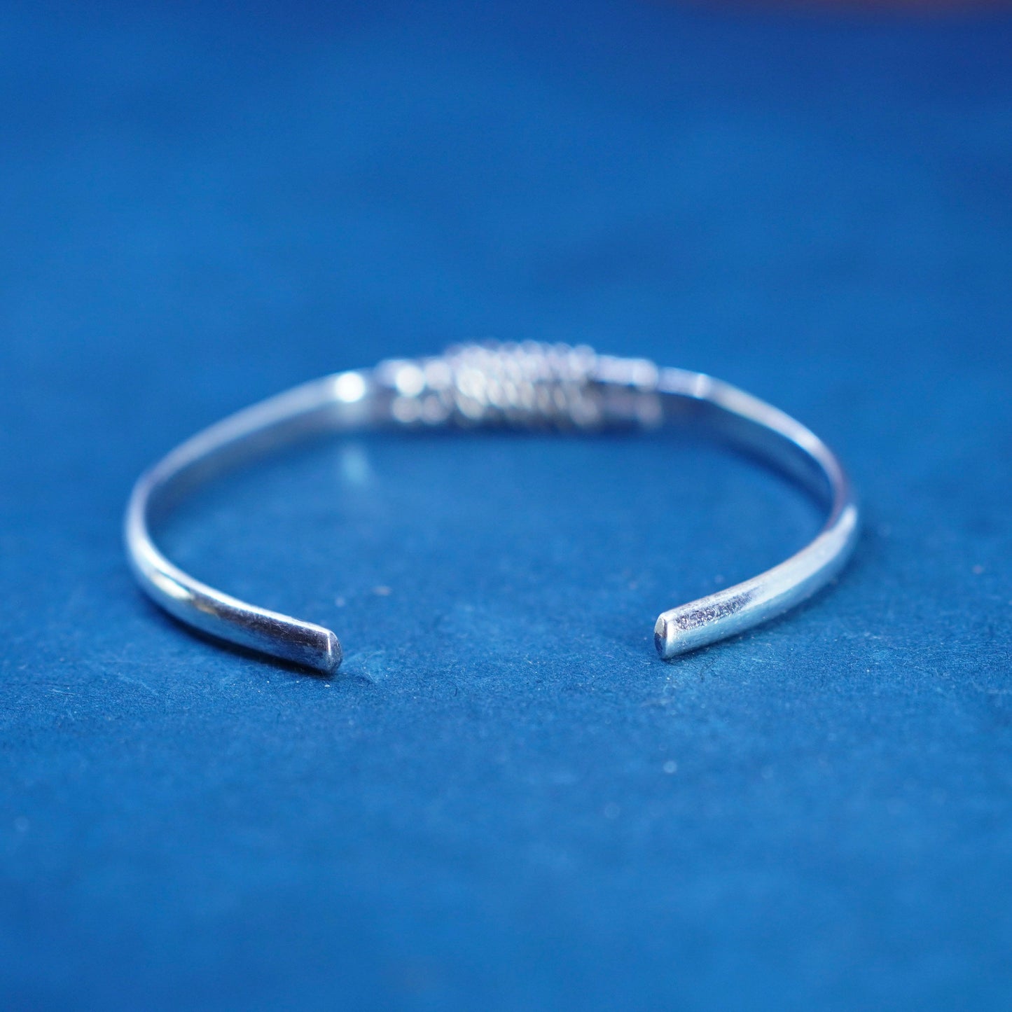 7”, vintage Mexican sterling silver handmade bracelet, 925 wrap cable cuff