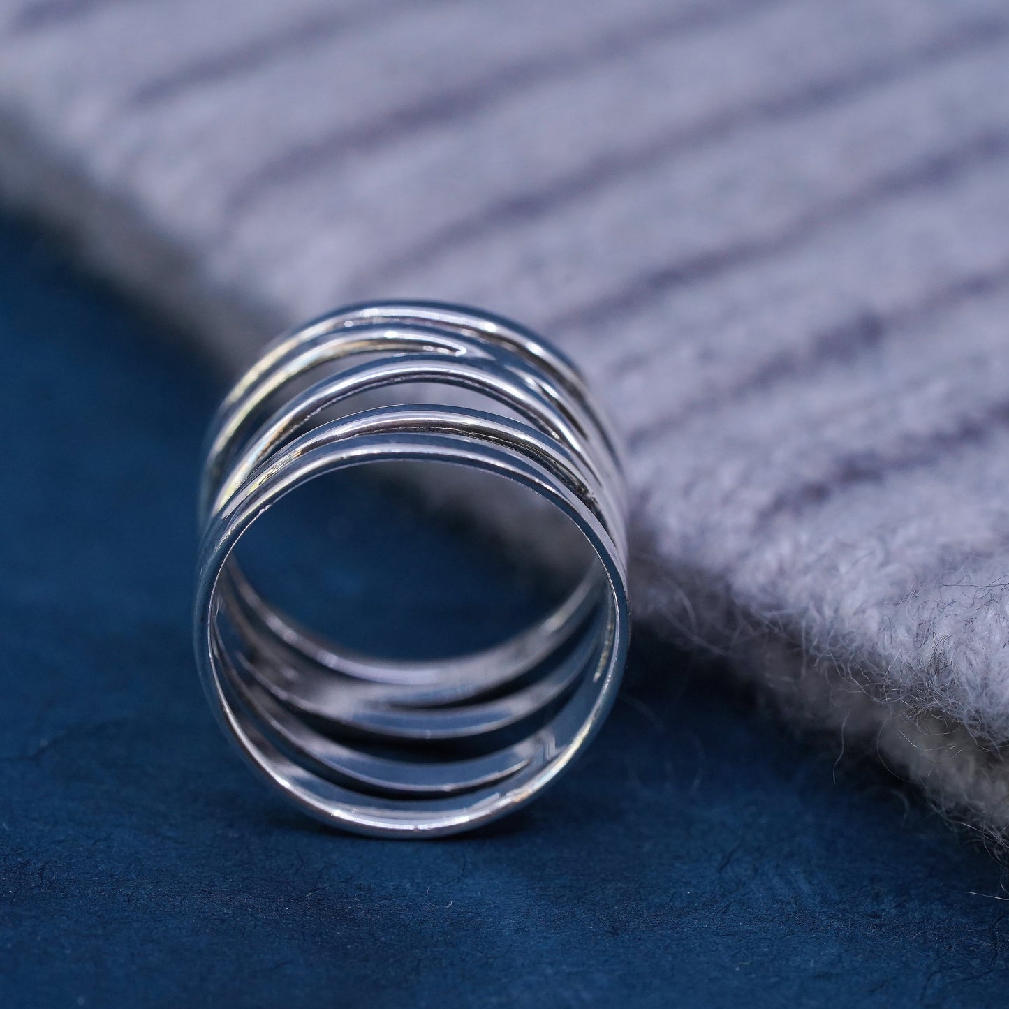 Size 6.5, minimalist, simple Sterling 925 silver handmade wide wavy ring band
