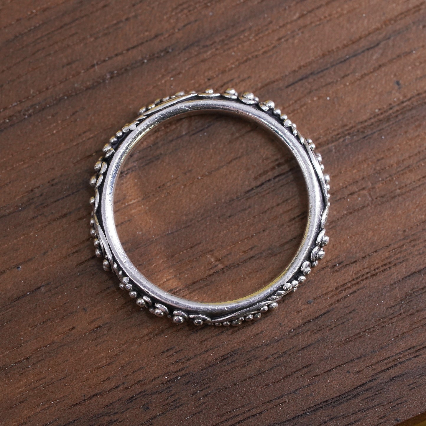 Size 7.25, Lori Bonn Sterling 925 silver handmade ring, 925 swirly beads band