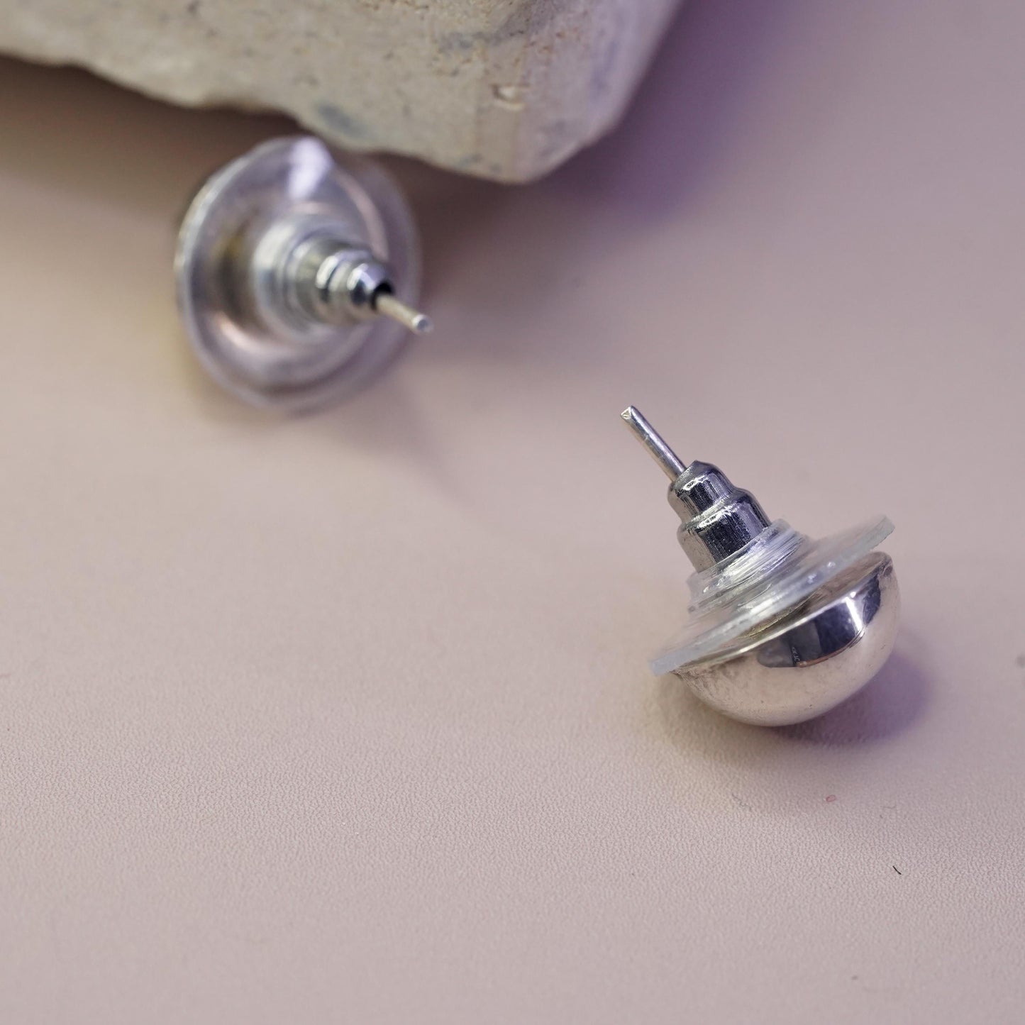 7mm Sterling silver dome studs earrings, silver tested
