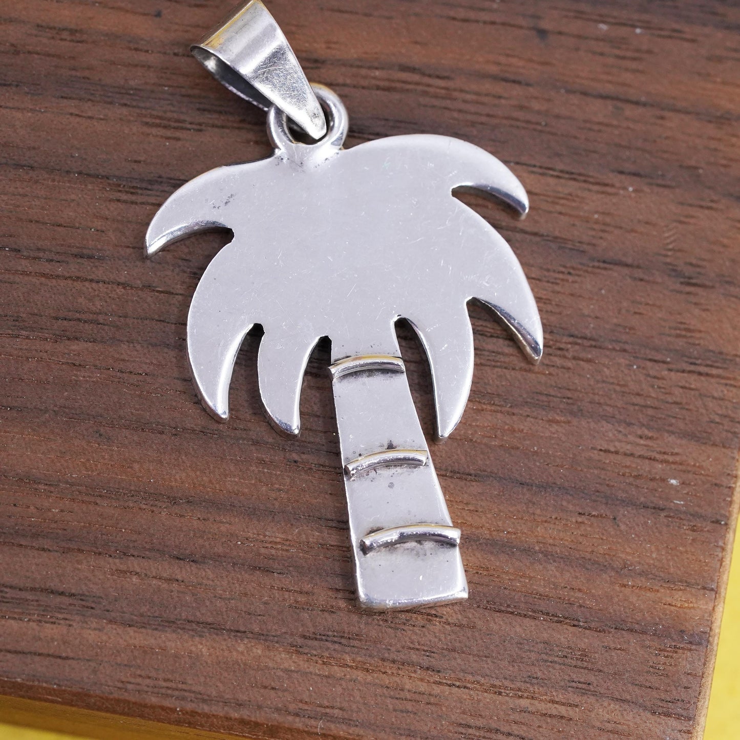 Vintage southwestern handmade solid sterling 925 silver palm tree pendant