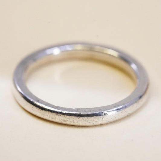 Size 6.25, vintage sterling silver handmade ring, 925 edgy stackable band