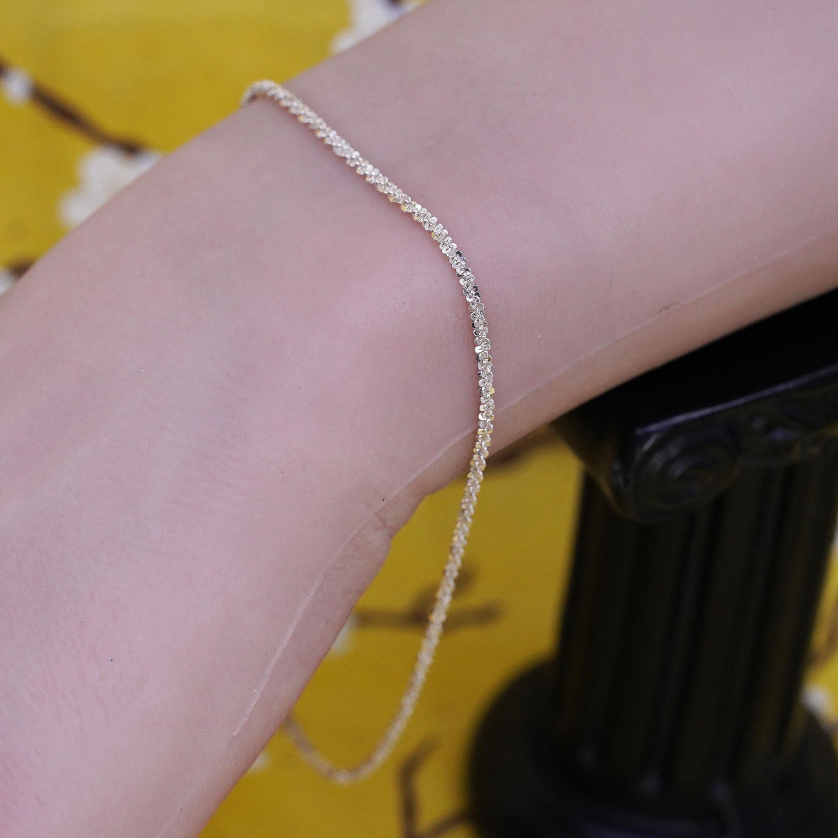 9.25+2” 2mm, Vintage Italian sterling silver handmade anklet, 925 twisted chain