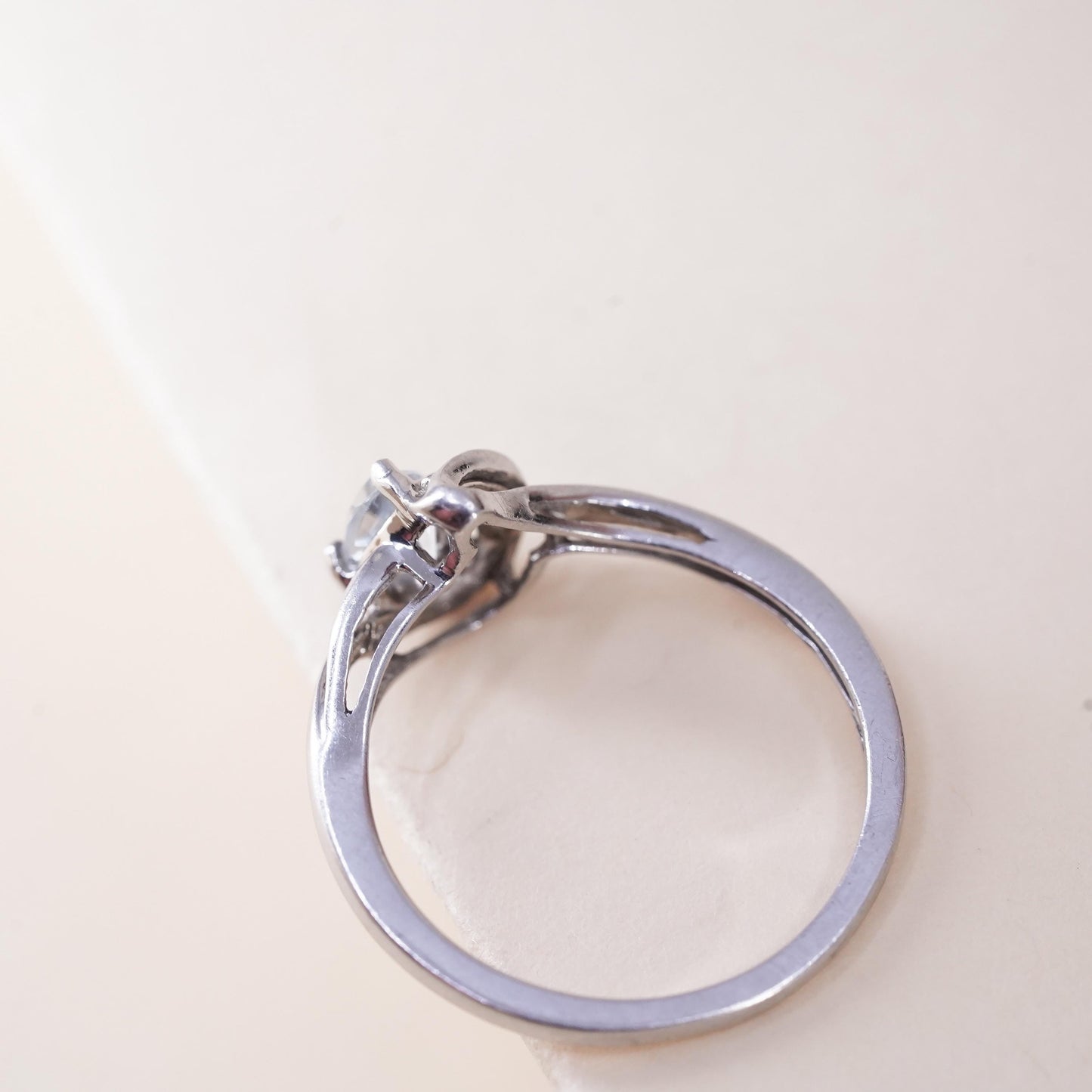 Size 7.5, vintage sterling 925 silver handmade ring with blue topaz diamonds