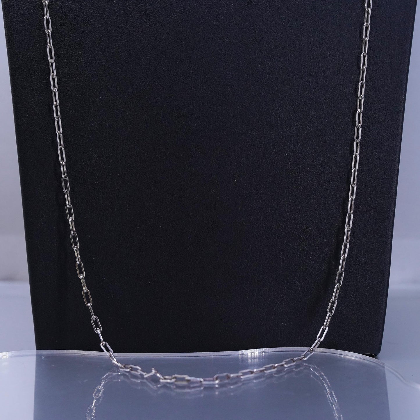 30” 3mm, vintage Italian Sterling 925 silver elongated chain necklace