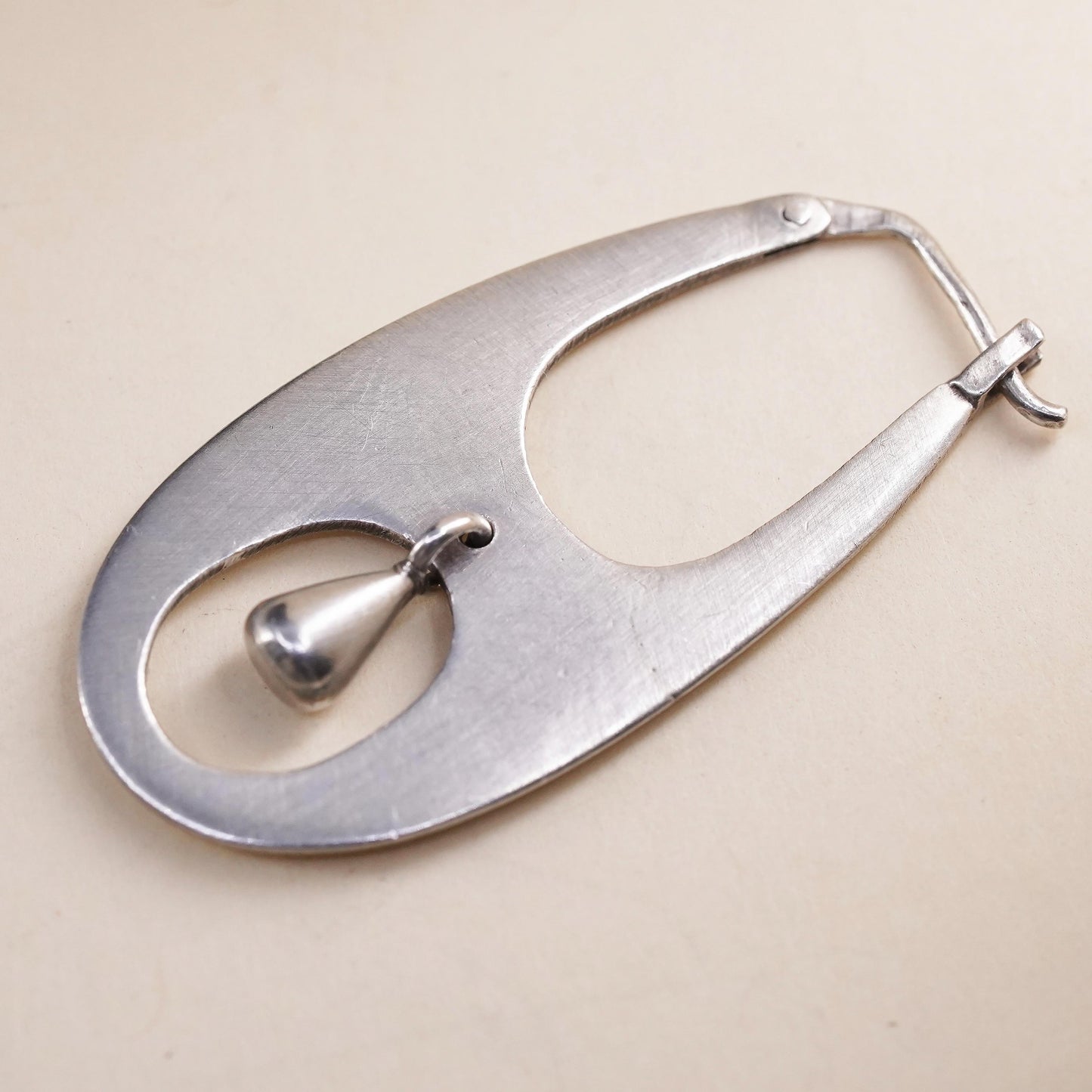 1.5", Vintage sterling 925 silver loop single earring, fashion primitive hoop