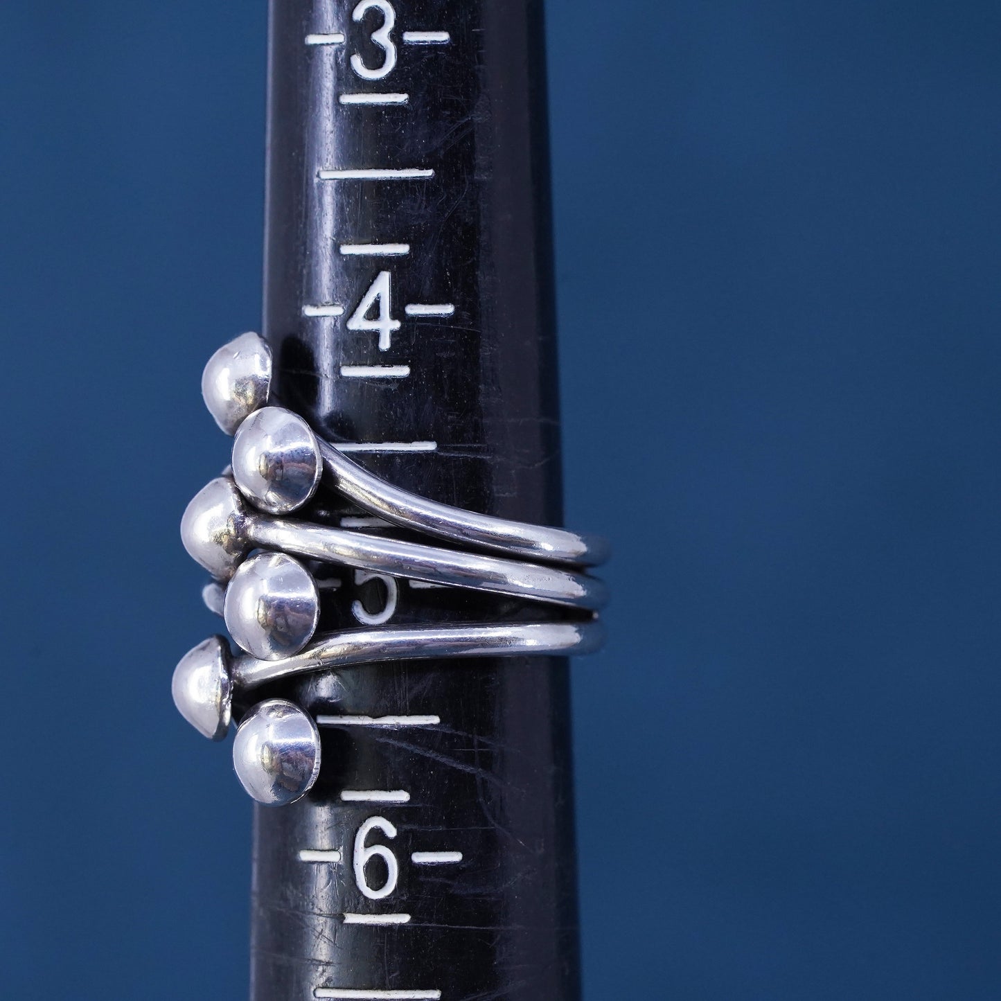 Size 5, vintage sterling silver handmade ring, 925 wired ring with beads detail