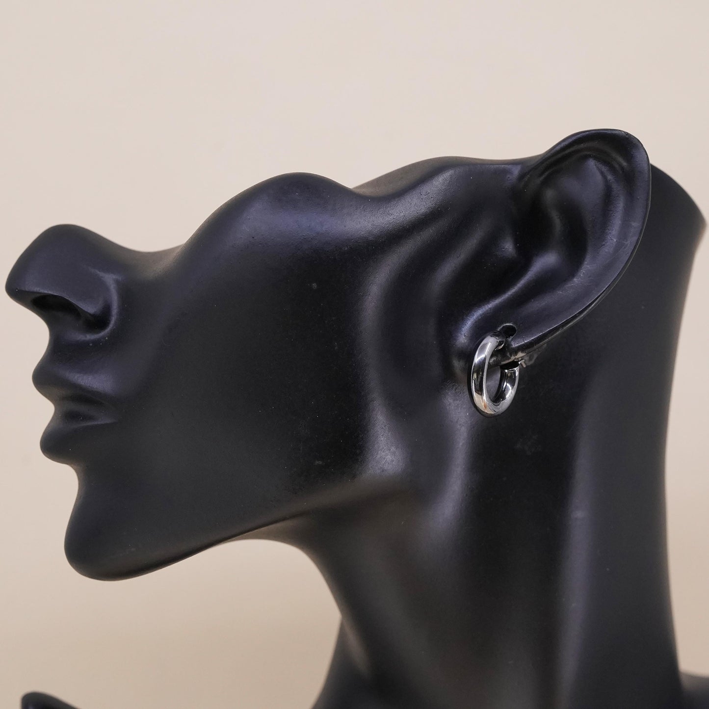 0.75", Vintage sterling silver loop single earring, minimalist primitive hoop