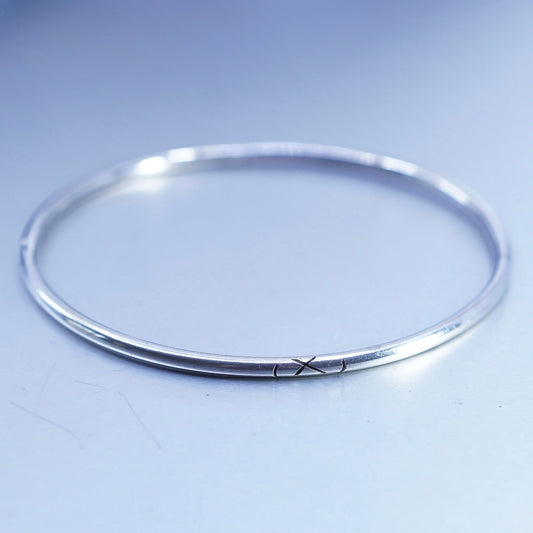 8”, Vintage Sterling 925 silver handmade bracelet, textured bangle