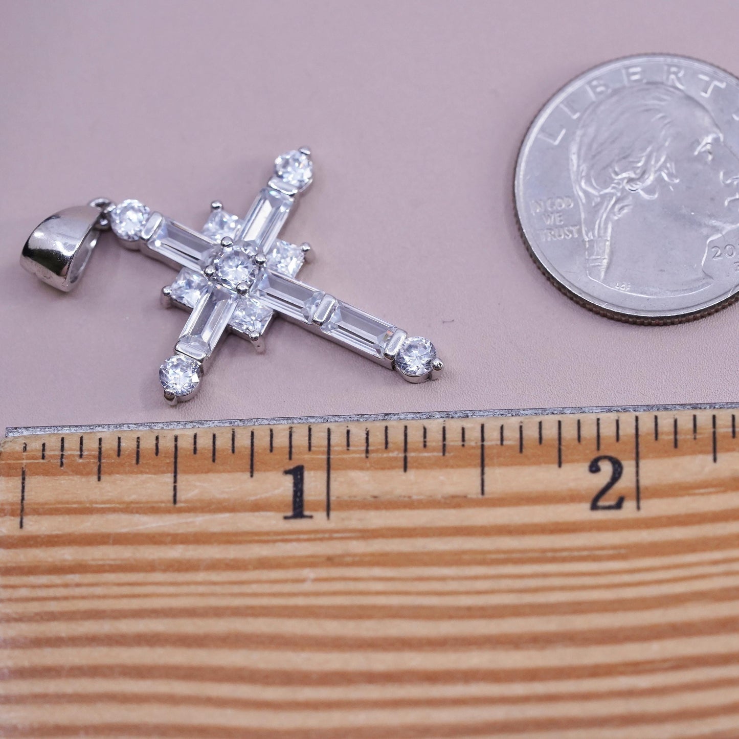 Vintage Sterling silver handmade pendant, 925 cluster cross