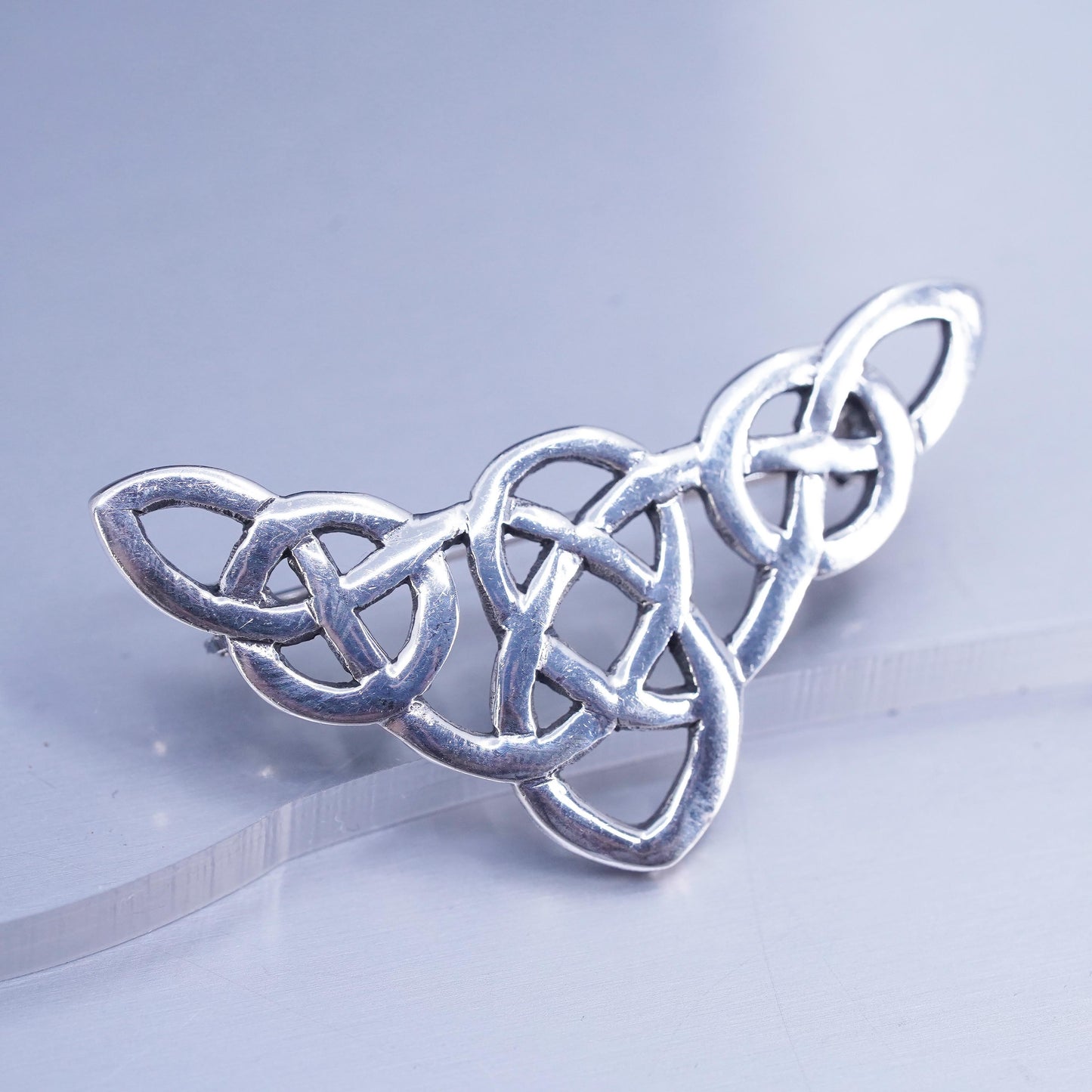 Vintage sterling silver handmade brooch, Irish 925 Celtic knot pin