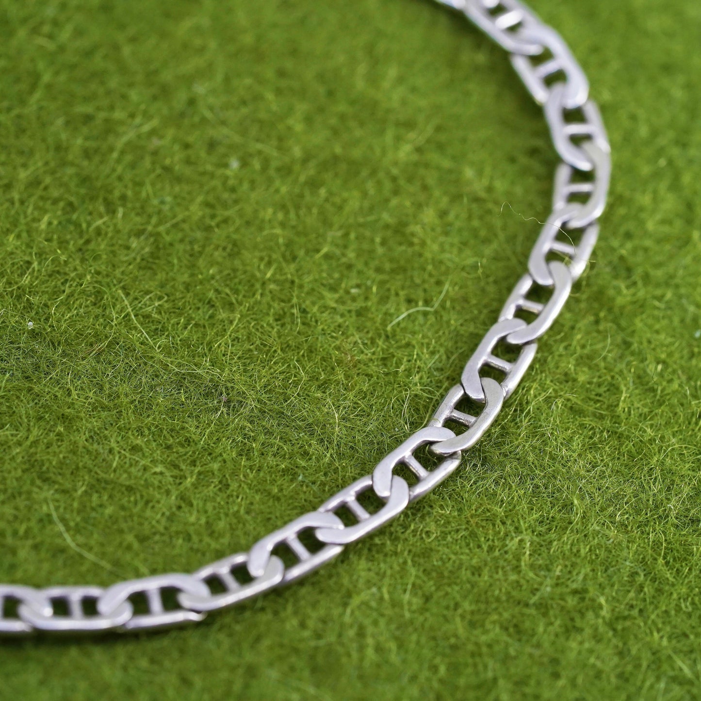 7" 3mm, Vintage sterling 925 silver bracelet, Italy anchor chain