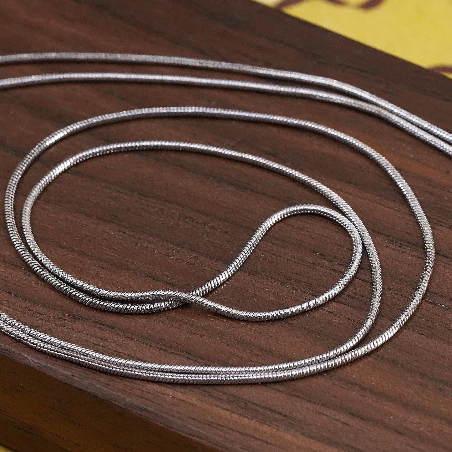 28” 1mm, vintage Sterling silver necklace, Italy 925 snake chain