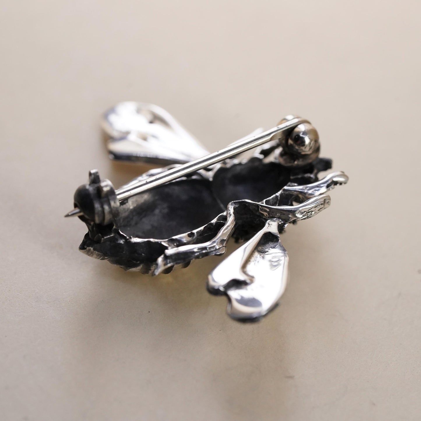 vintage Sterling silver handmade brooch, 925 silver honey bee pin