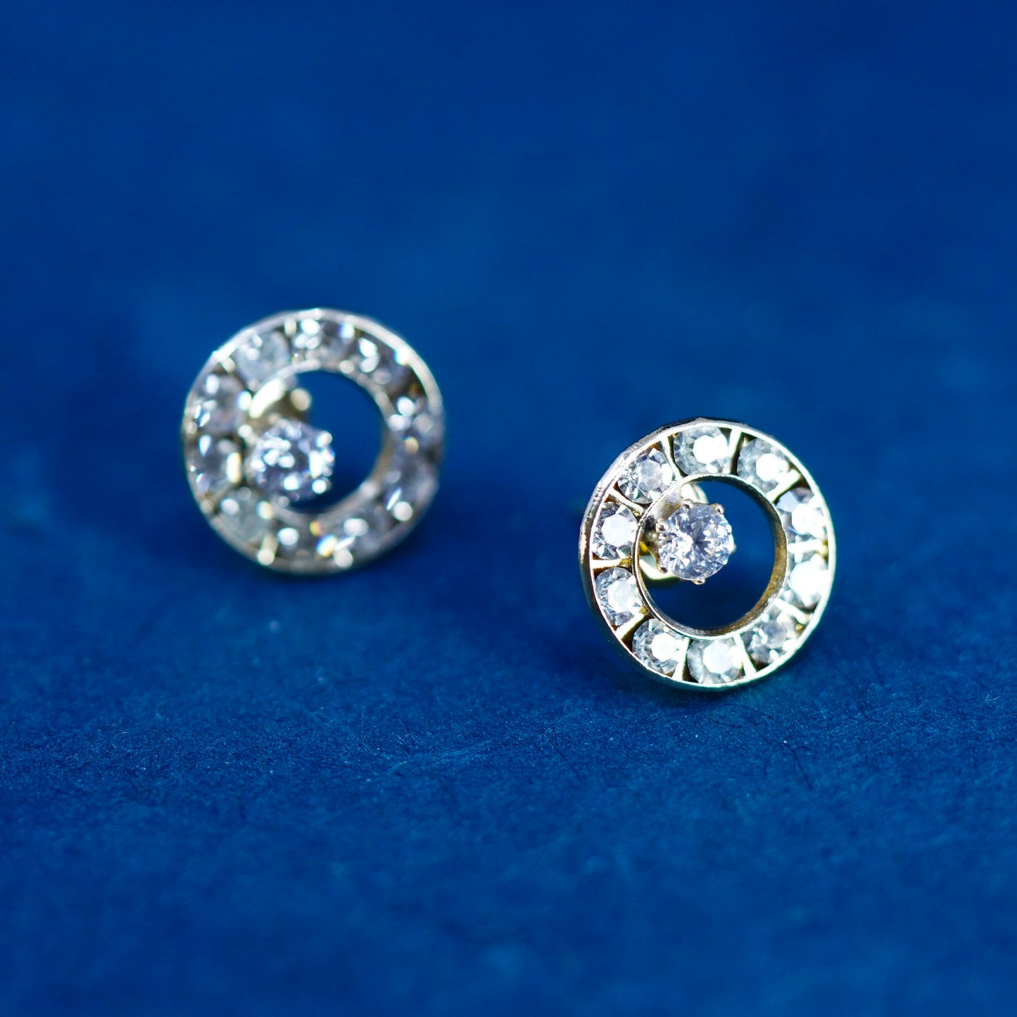 Vintage vermeil gold over Sterling silver handmade earrings, 925 studs w/ topaz