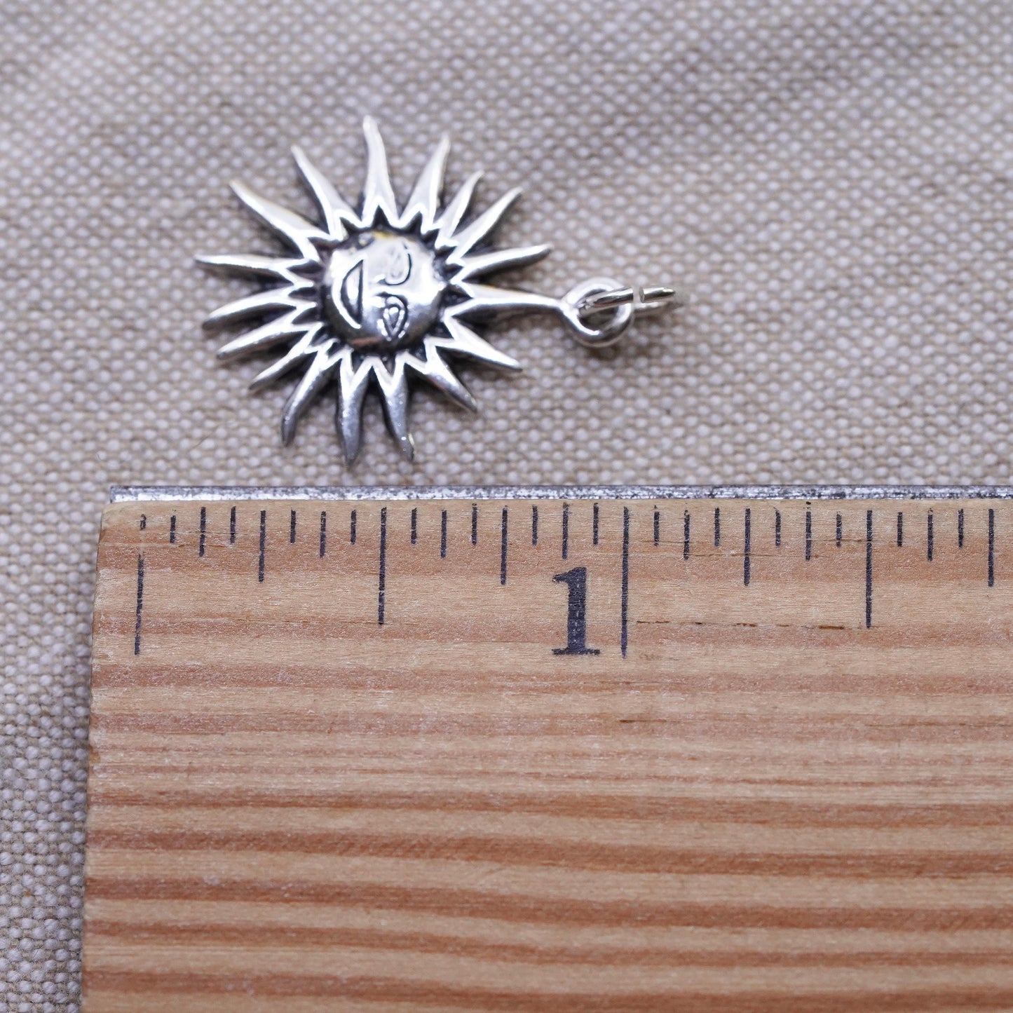 Sterling silver sun face pendant, solid 925 silver sun charm “Myrtle Beach SC”