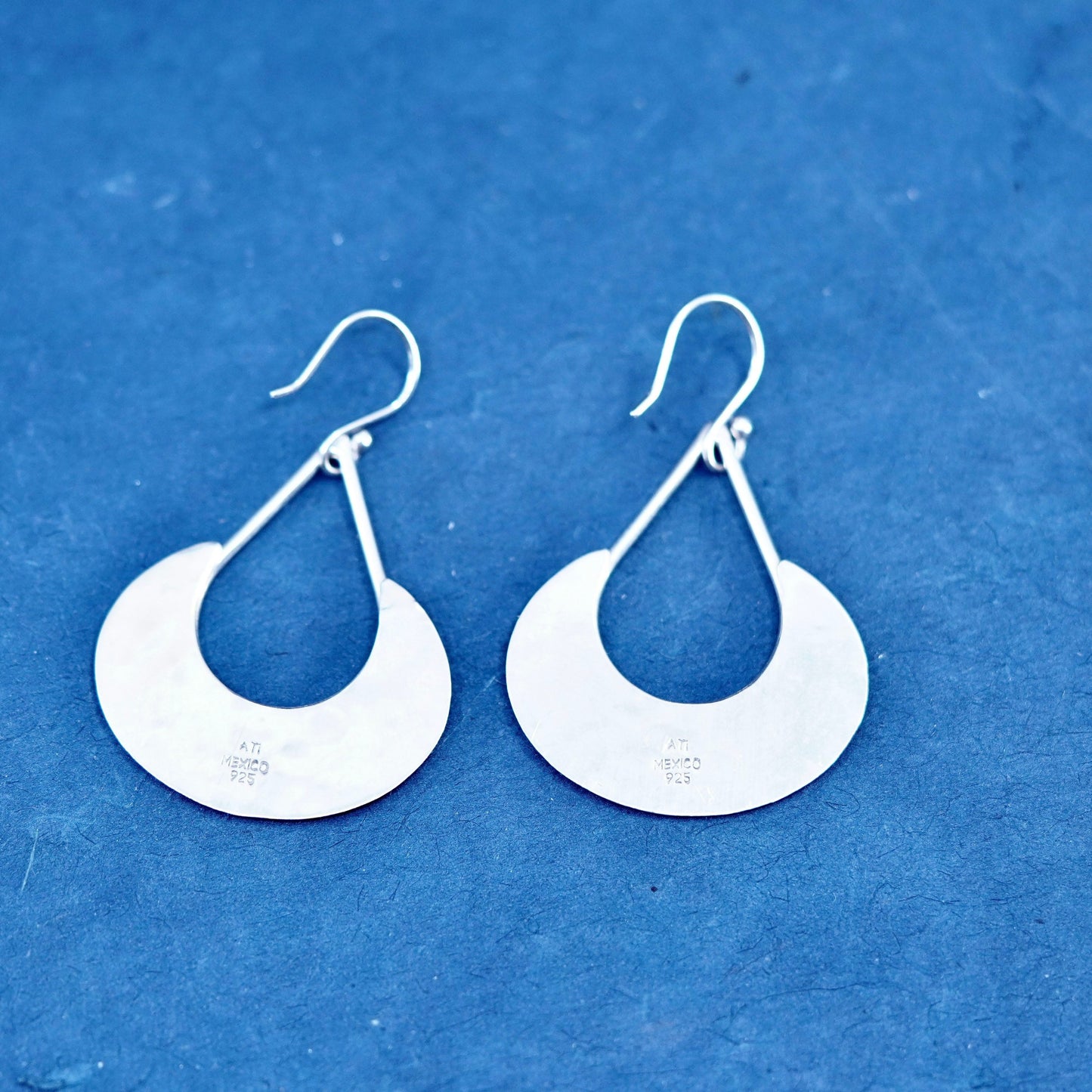 Vintage Sterling Silver handmade Earrings. Hammered 925 teardrop
