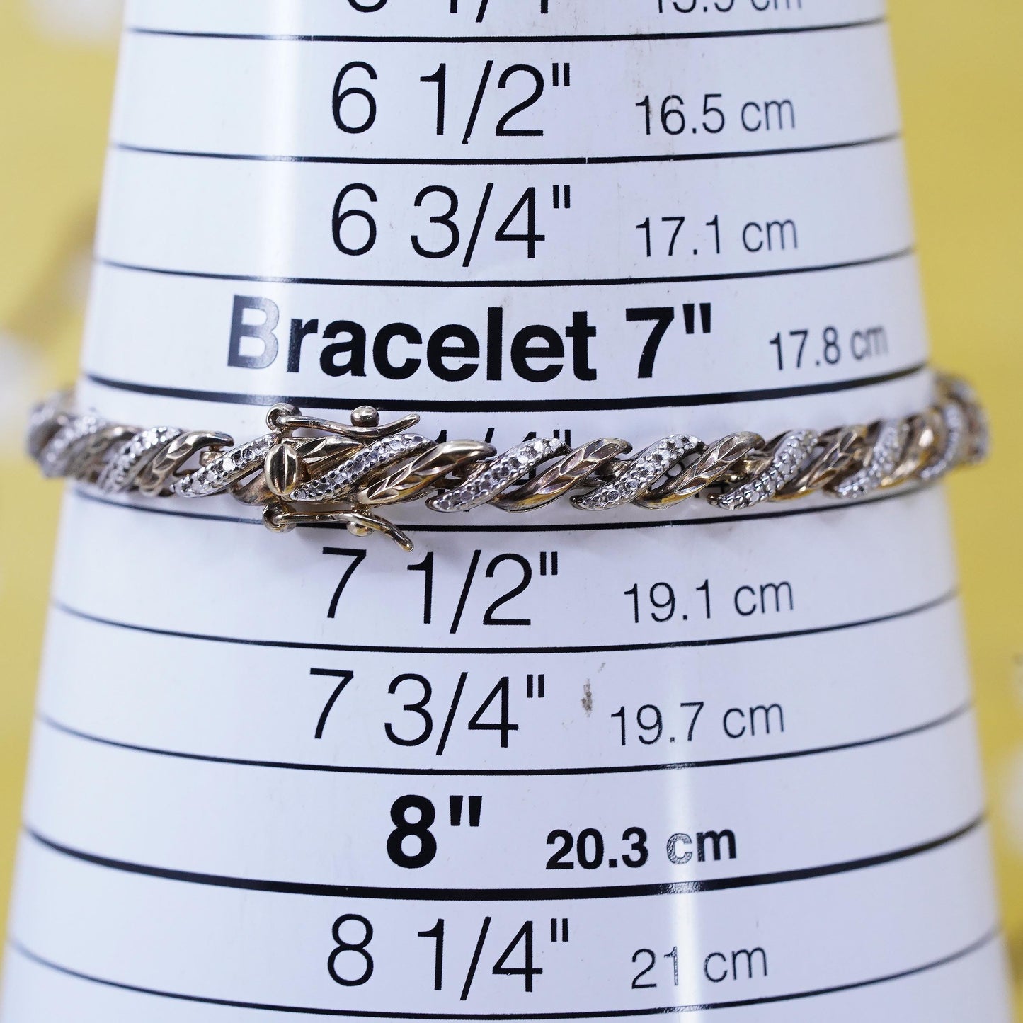 7.25”, vermeil gold over Sterling silver tennis bracelet 925 San Marco diamonds