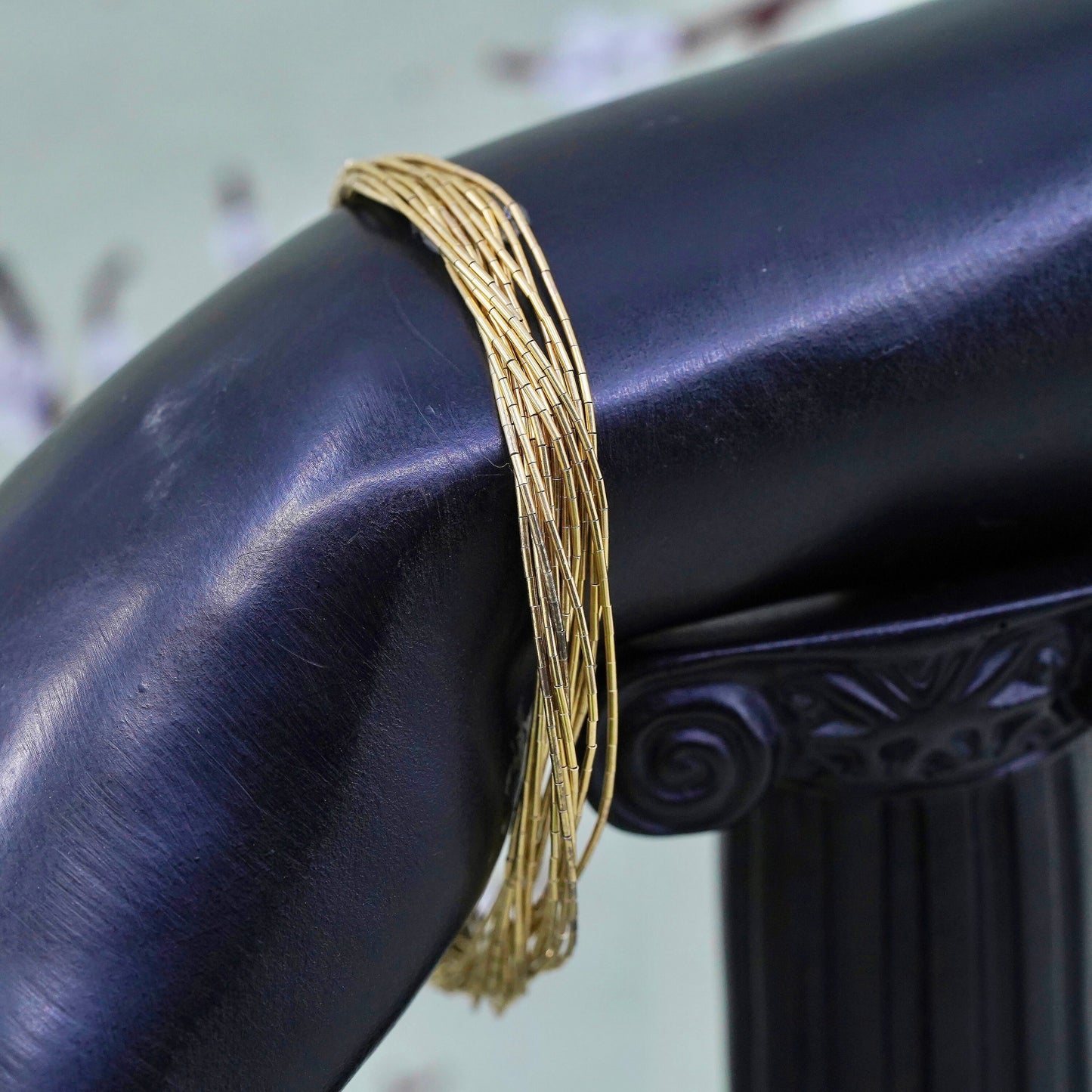 6.75", Native American yellow gold over sterling 925 liquid silver 15 bracelet