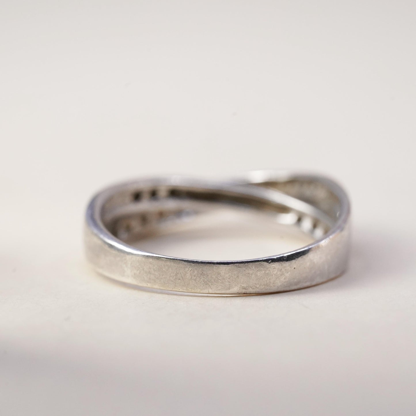 Size 8.5, Vintage sterling silver handmade ring, engagement ring with cz