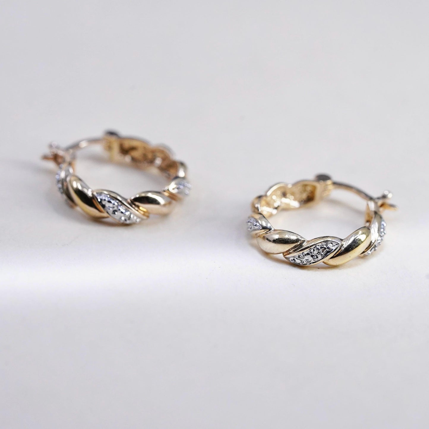 0.75”, vermeil gold over sterling silver earrings, 925 huggie diamond hoops