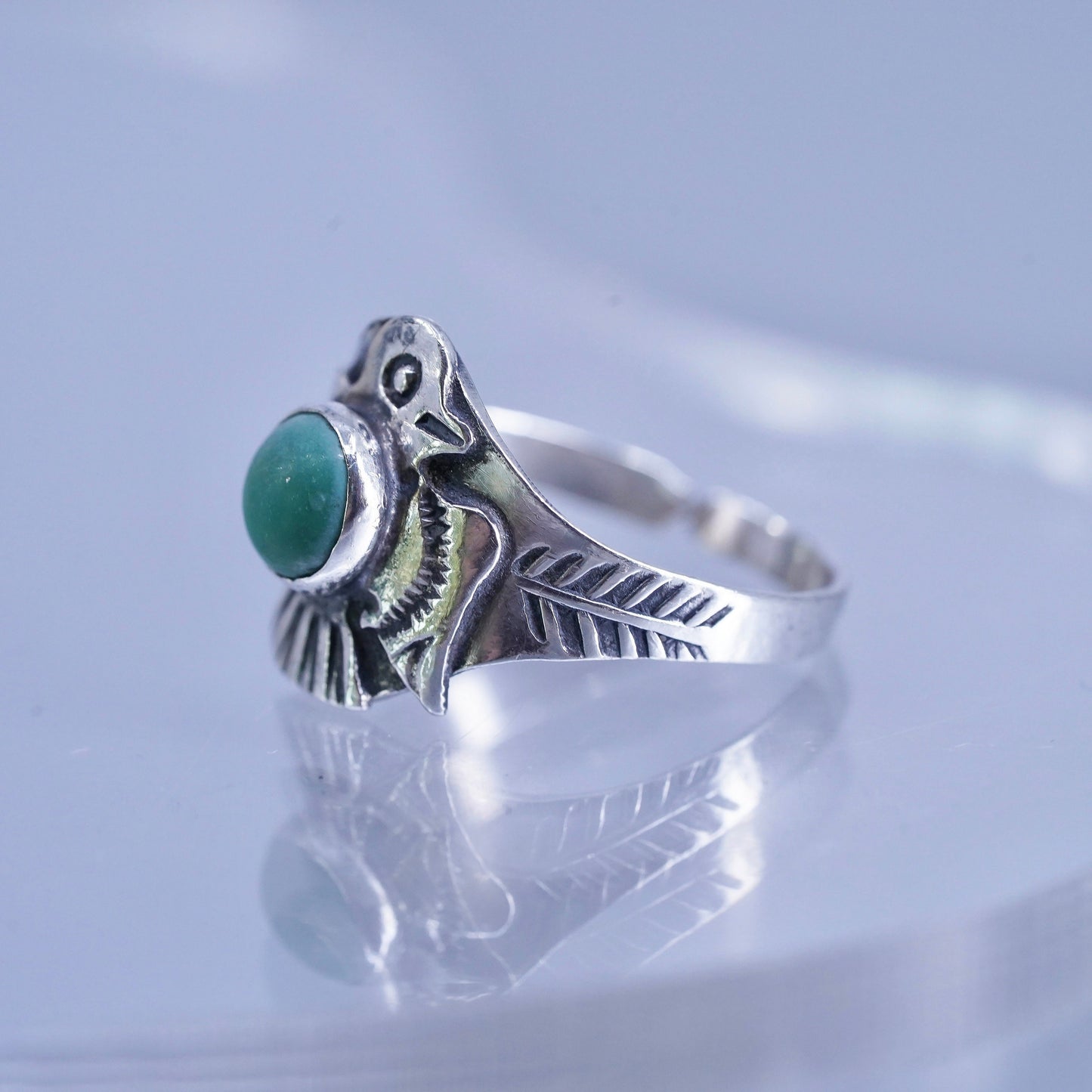 Size 5.5, Native American navajo Sterling 925 silver Thunderbird ring turquoise