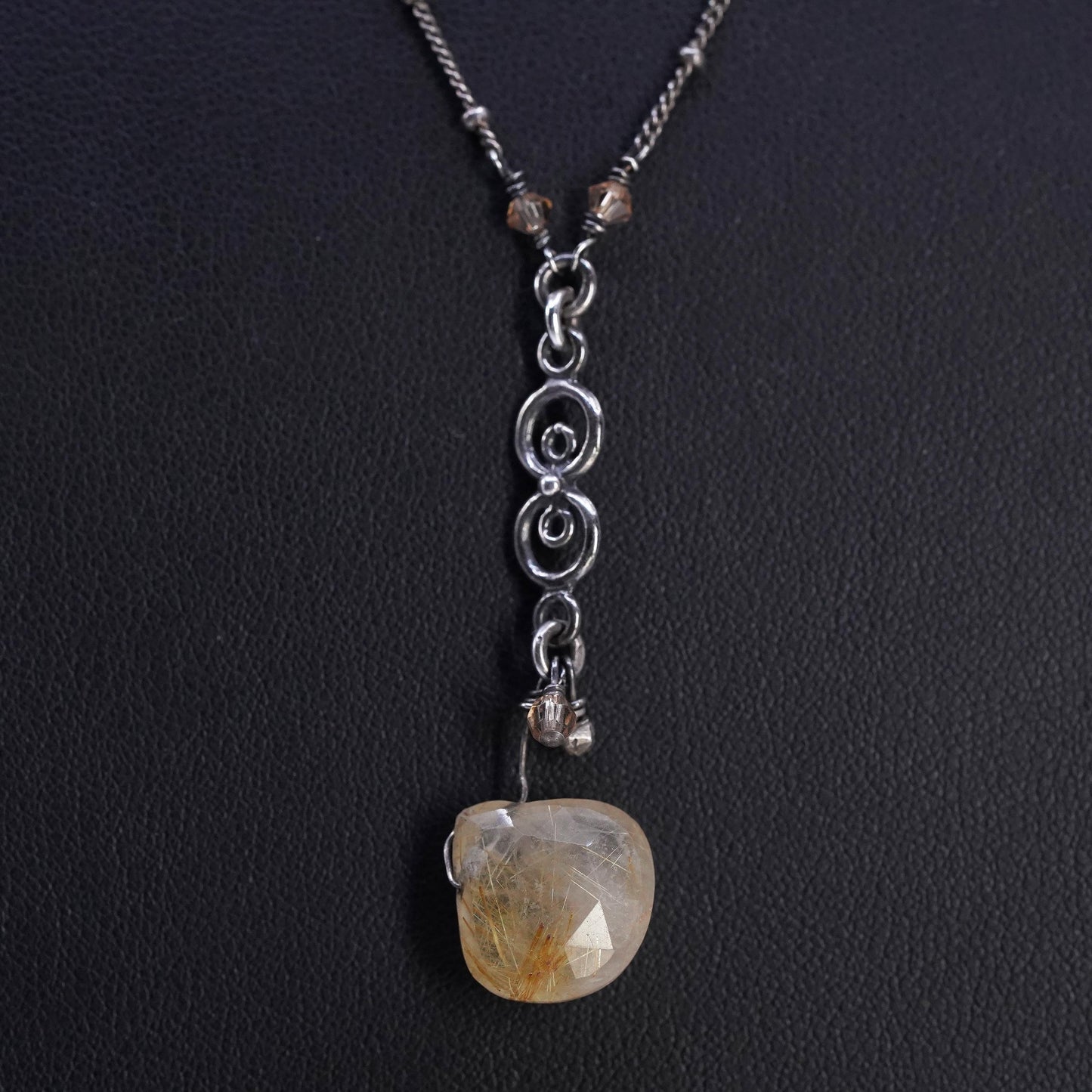 18+1", Athena Designs Sterling 925 silver necklace ritualized quartz pendant
