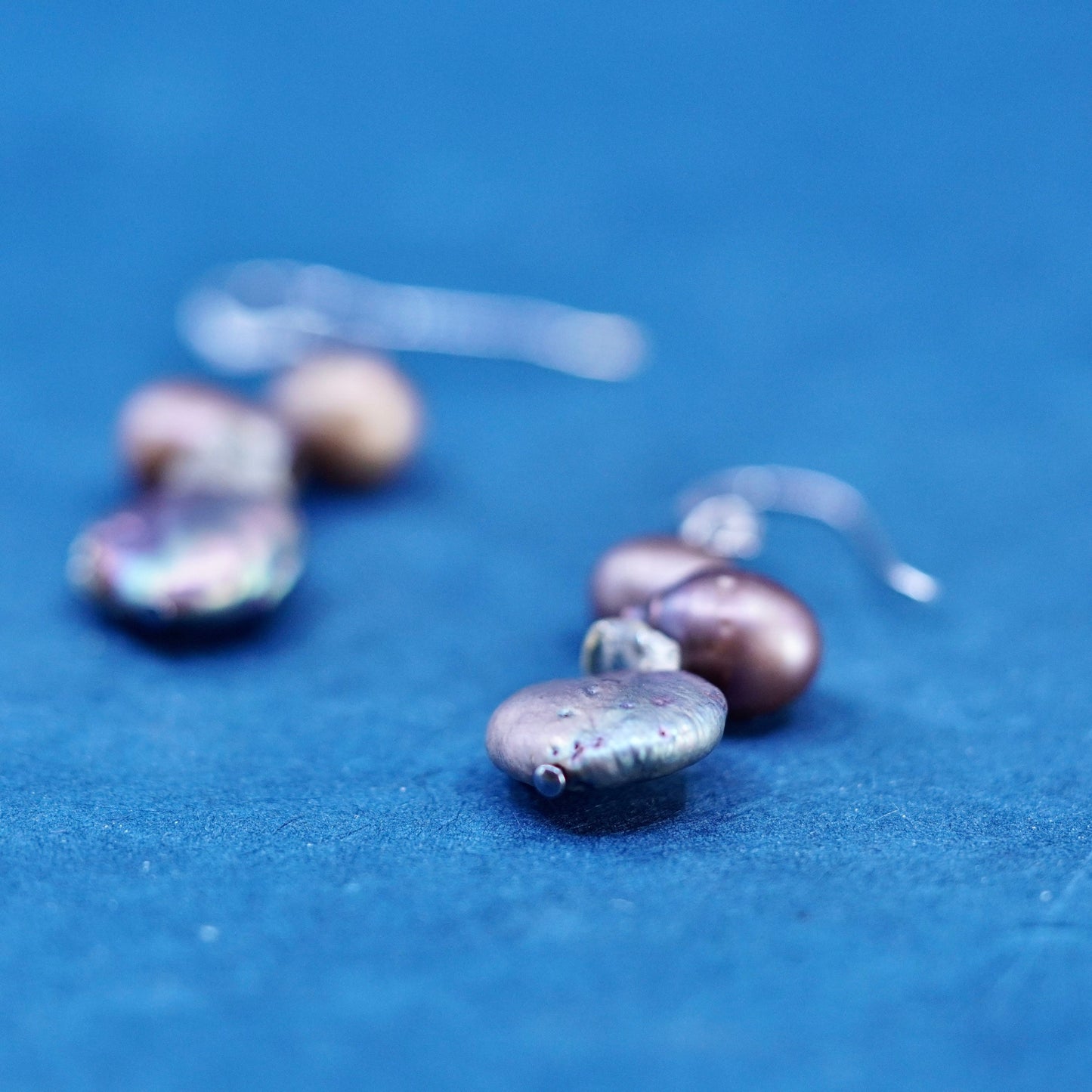 Vintage Sterling silver handmade earrings, 925 hooks with coin pearl
