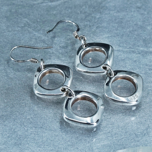 Vintage modern Sterling 925 silver handmade square shaped earrings