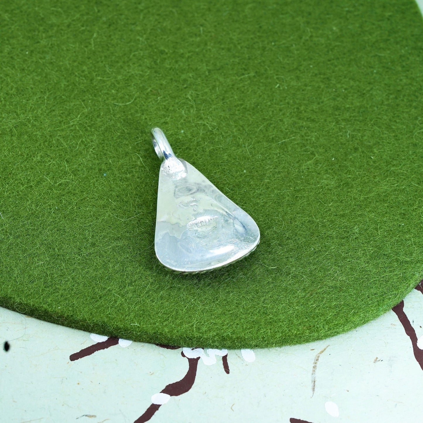 Native American P Sterling silver 925 handmade pendant with turquoise cable