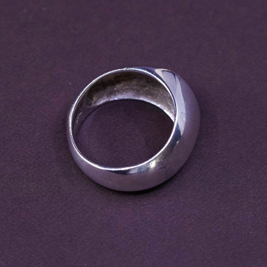 sz 8, vtg Sterling silver handmade ring, 925 ribbed band