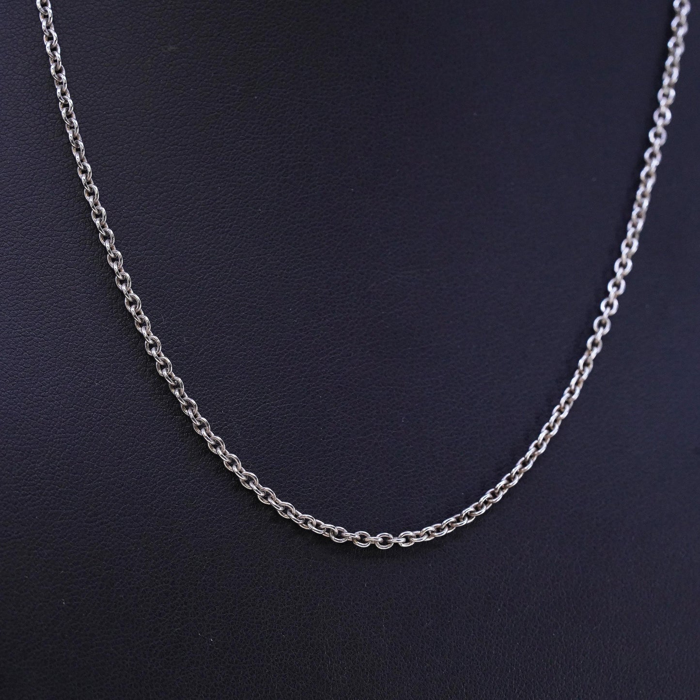 18" 2mm, vintage Sterling silver necklace, 925 circle chain,