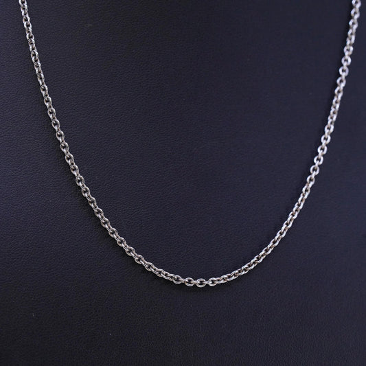 18" 2mm, vintage Sterling silver necklace, 925 circle chain,