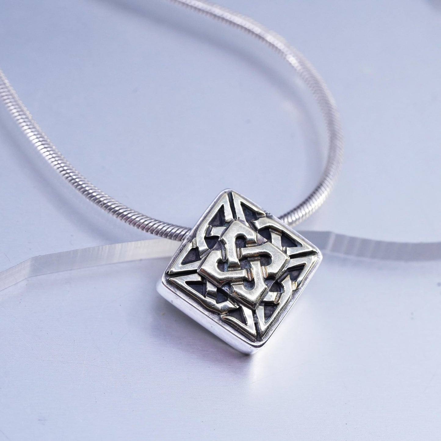 16", DDD Sterling 925 silver necklace 14K yellow gold Irish Celtic knot pendant