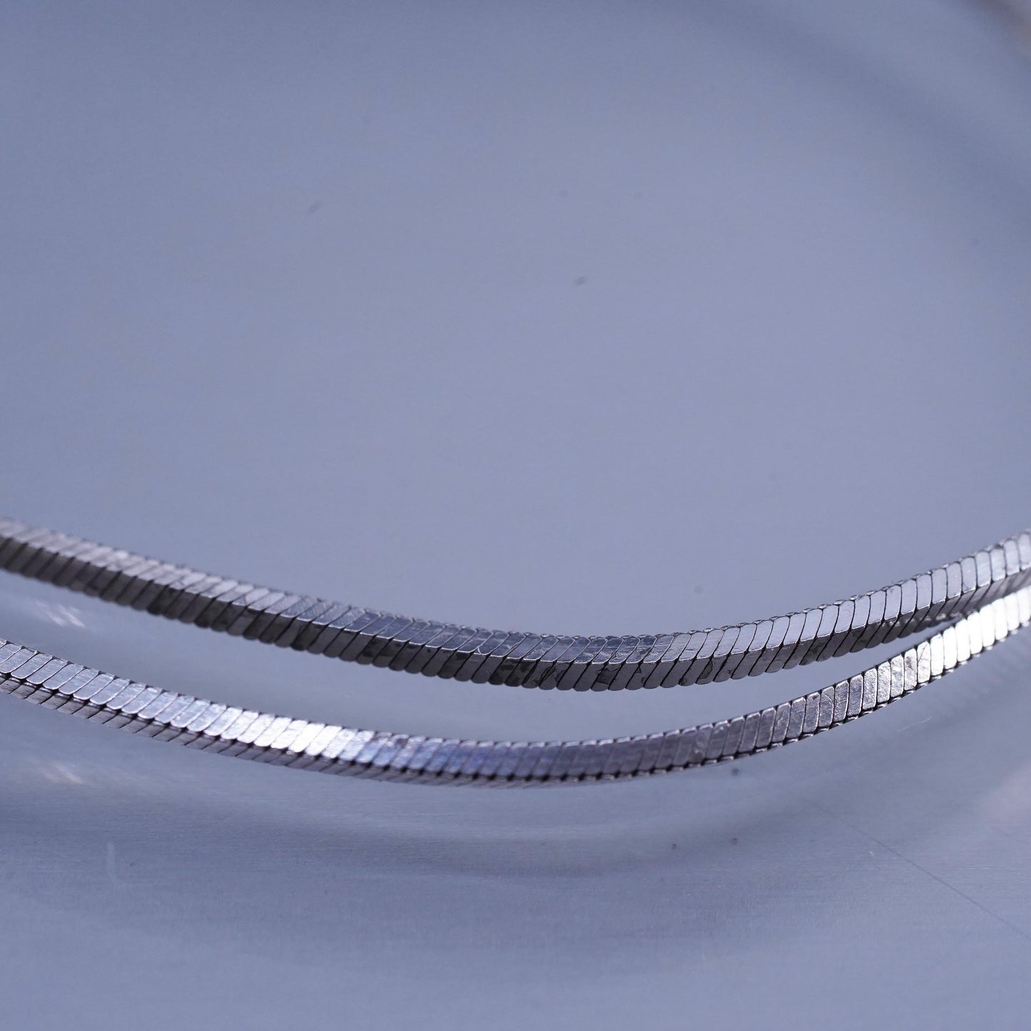 20” 1mm, vintage Italy Sterling 925 silver square snake chain necklace