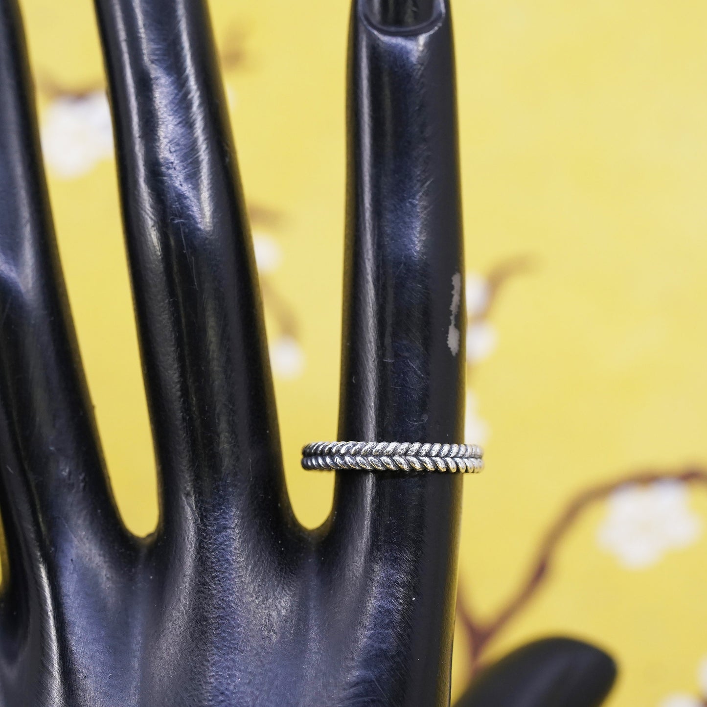 Size 6, vintage Sterling silver handmade ring, Mexican 925 cable band