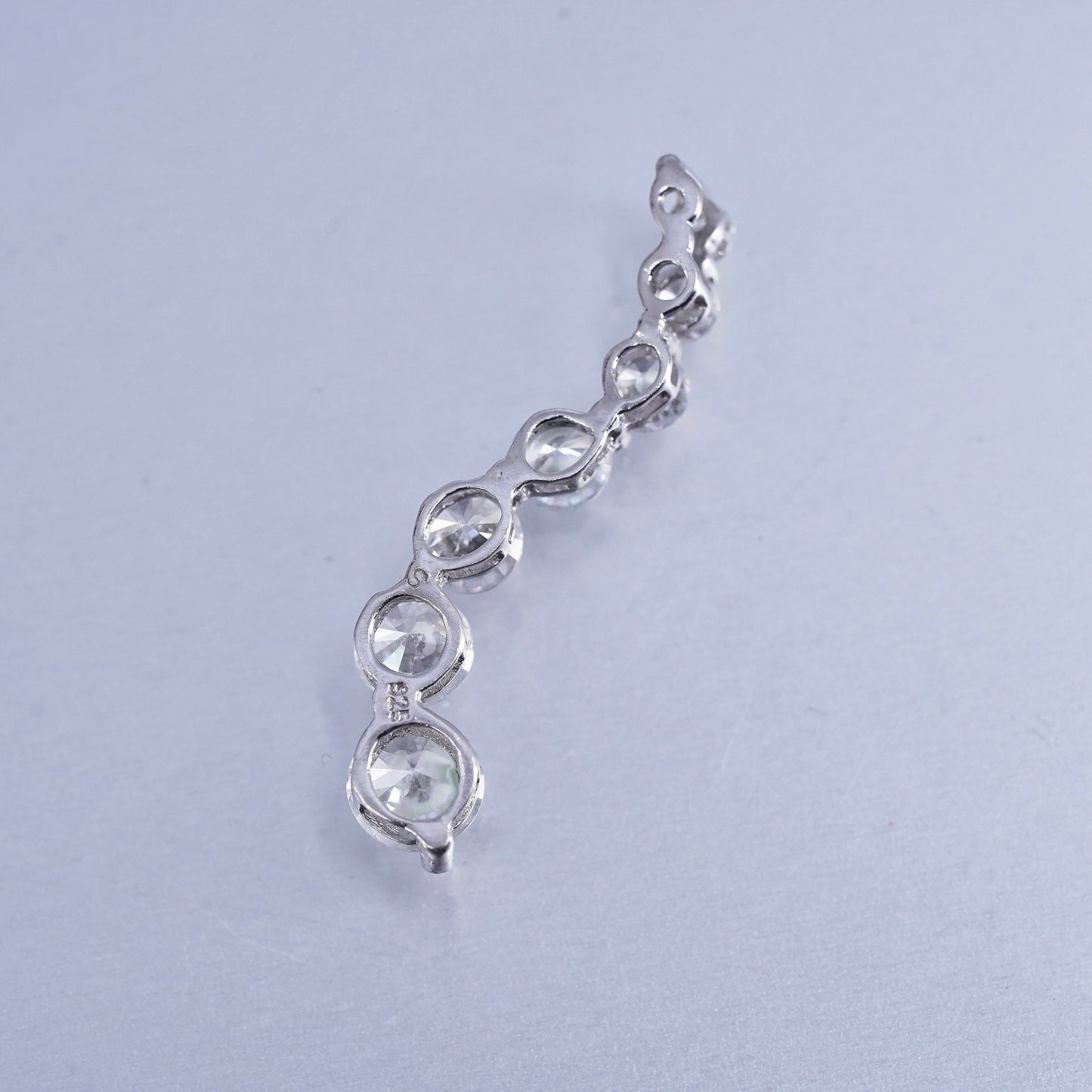 Vintage sterling 925 silver wavy pendant with cluster Cz