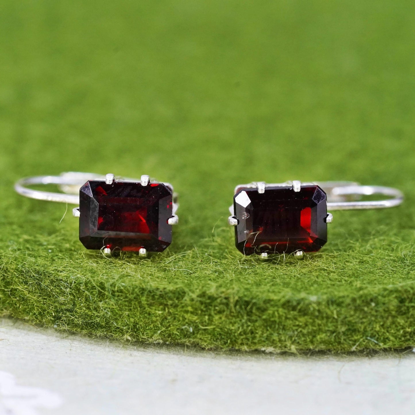 Vintage sterling silver 925 handmade earrings with garnet